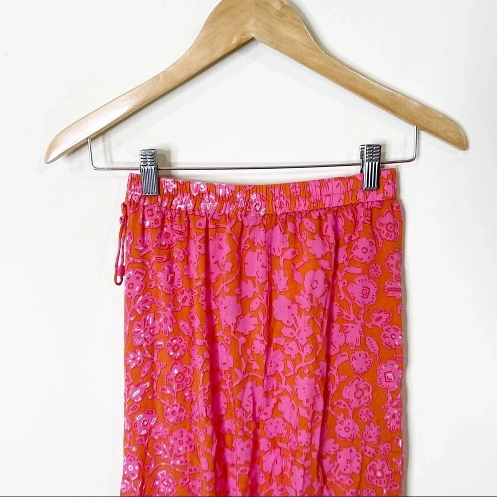 Poupette St. Barth Pink & Orange Egypt Floral Tasseled Ollie Maxi Skirt XS - Picture 4 of 8